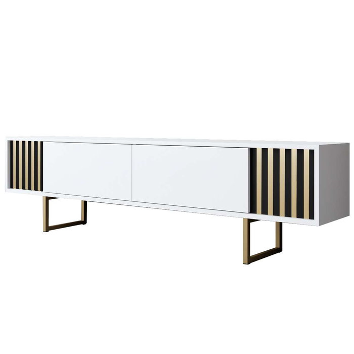 Hanah Home Mueble para TV Blanco y Dorado Hanah Home Mueble para TV Blanco y Dorado